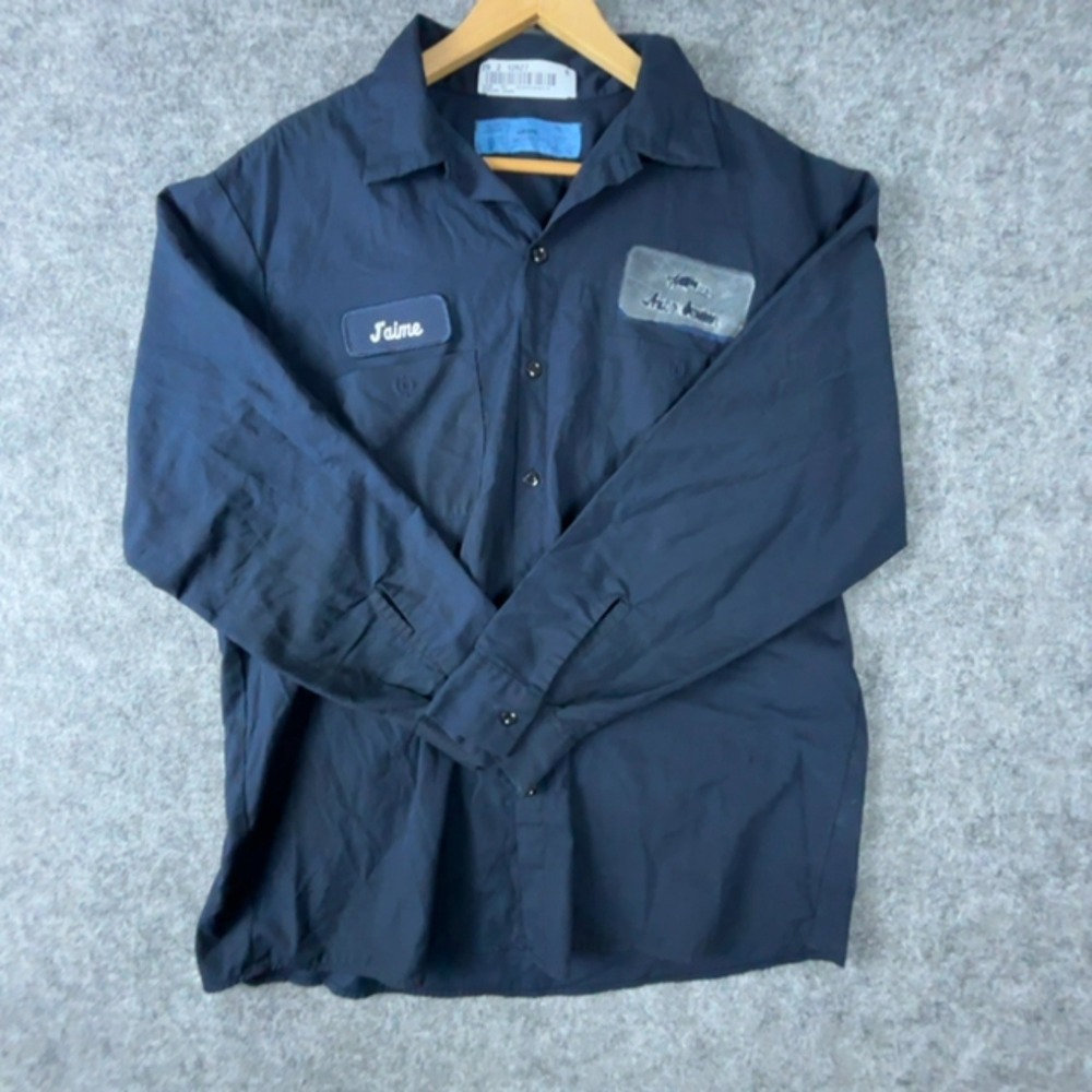 Cintas Work Shirt Men XL-RG Navy Blue Jaime Patch Workwear Mechanic Button Front